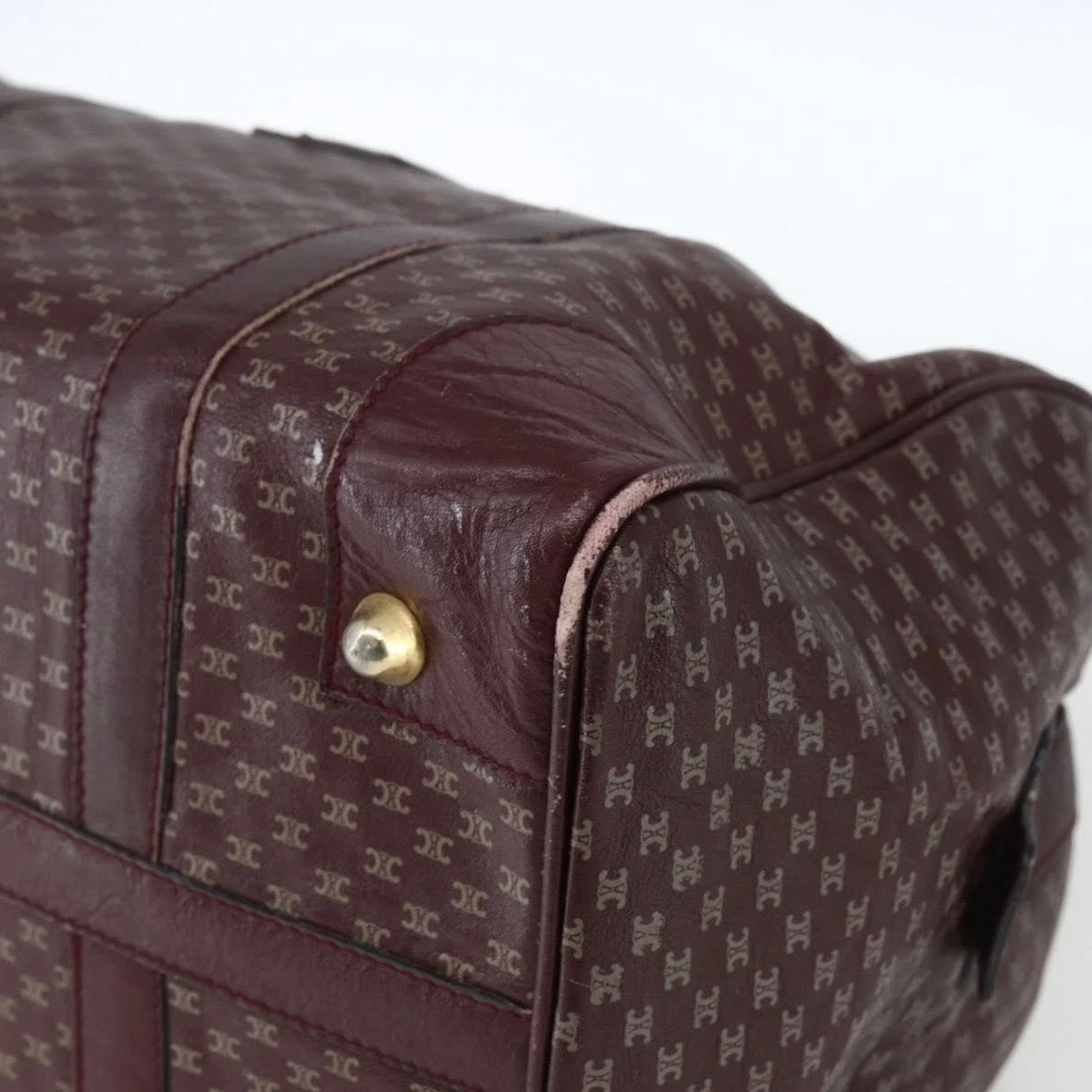 Celine Burgundy Monogram Boston Bag