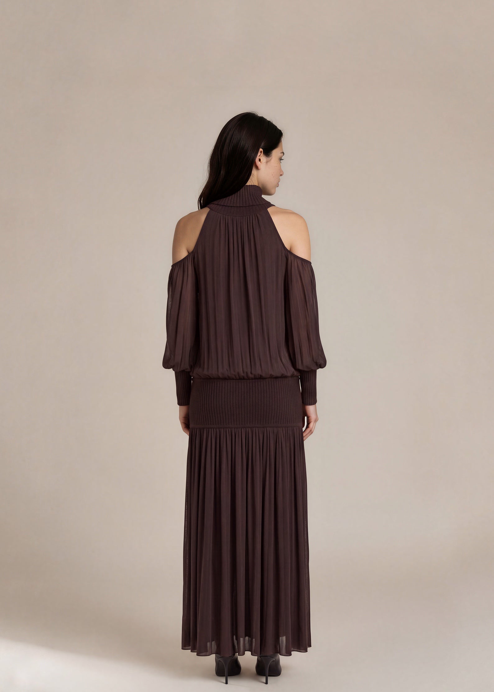 Michael Kors Collection Brown High Neck Gown