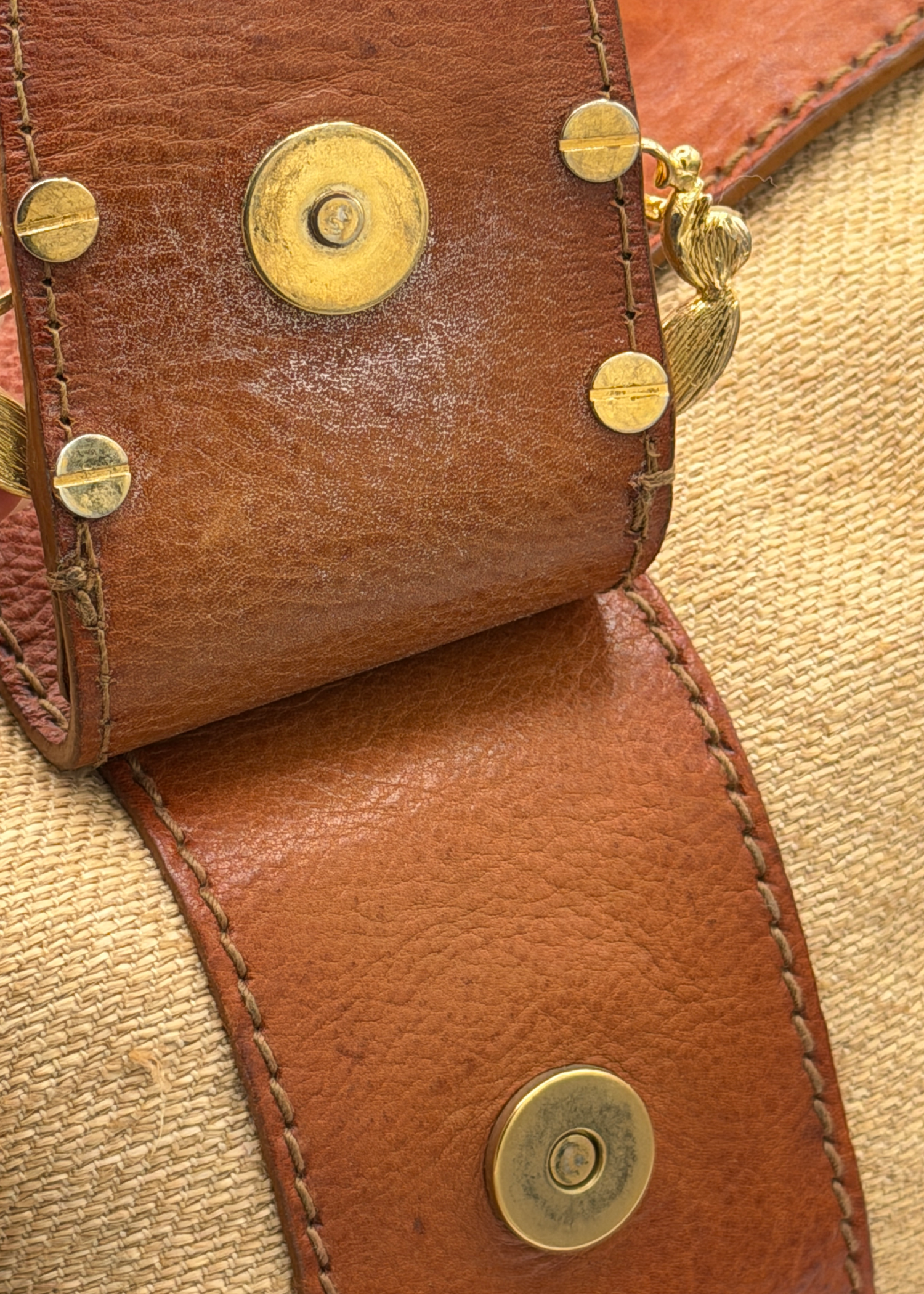 Valentino Tan Leather and Raffia Handbag