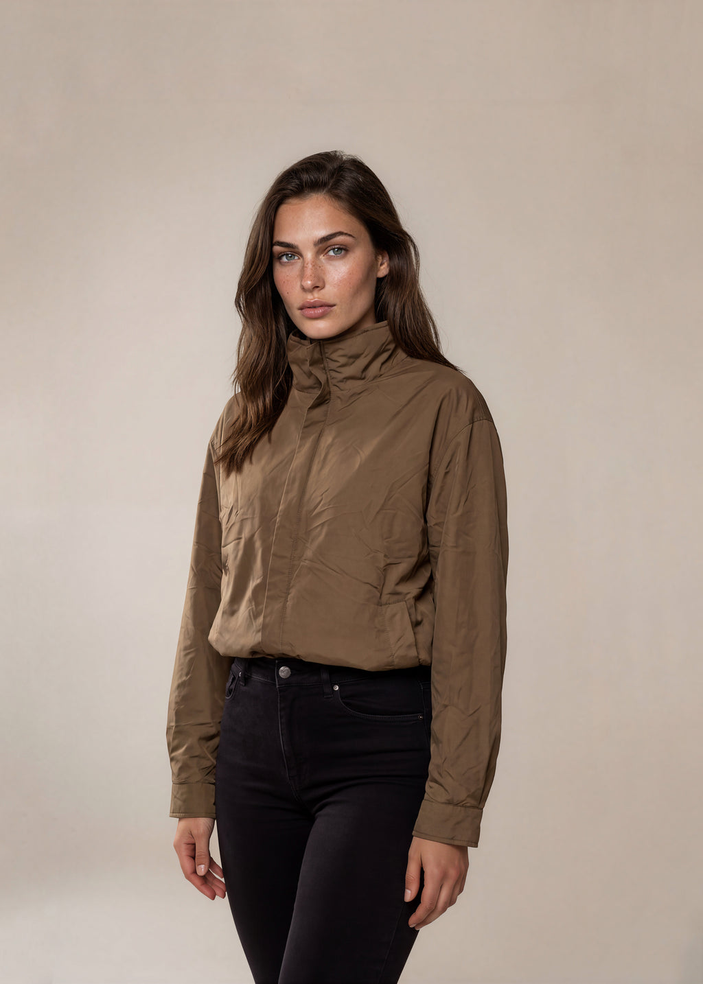 YSL Khaki Dark Brown Windbreaker Bomber