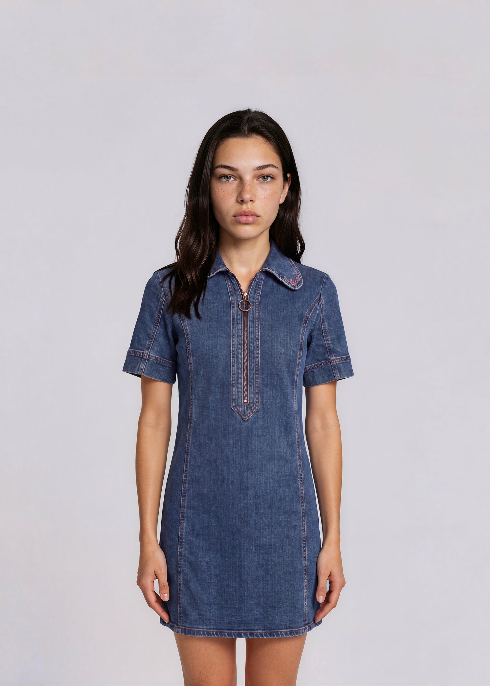 Chloe Denim Short Sleeve Dress