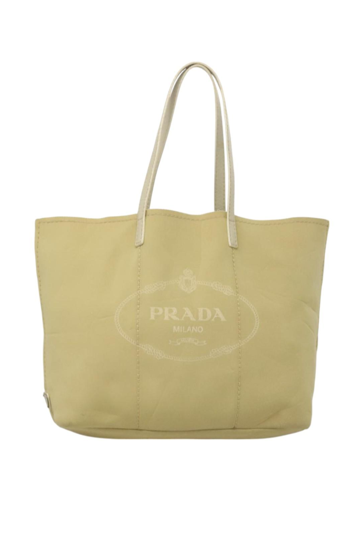 Prada Tan Logo Scuba Tote