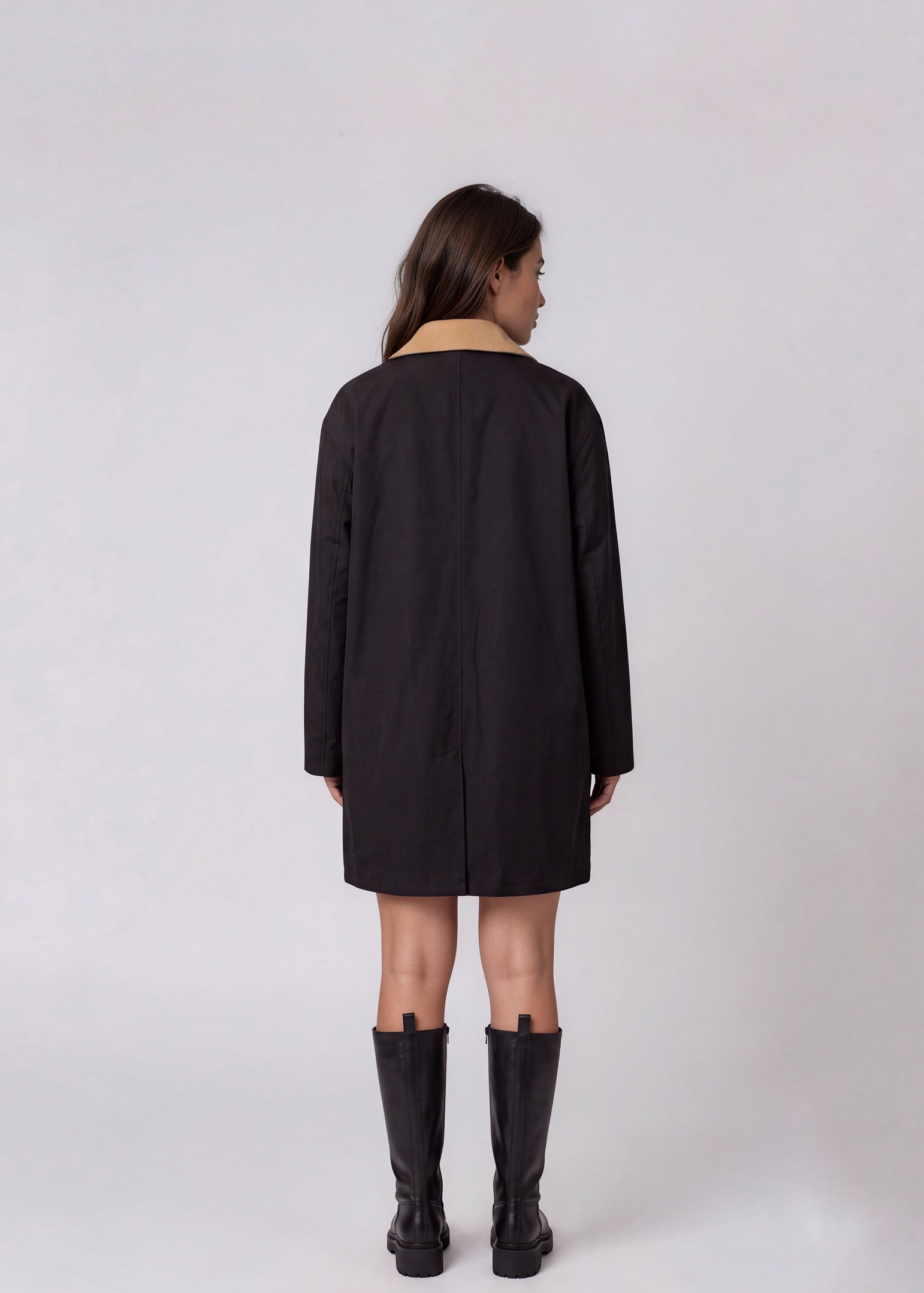 St John Black and Tan Collared Coat