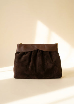 Ferragamo Brown Suede Shoulder Bag