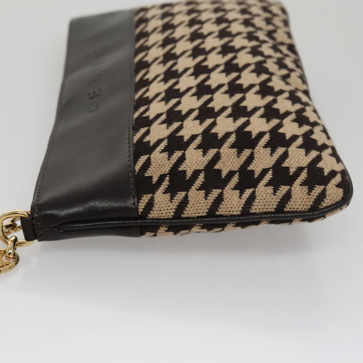 Celine Houndstooth Chain Clutch Bag