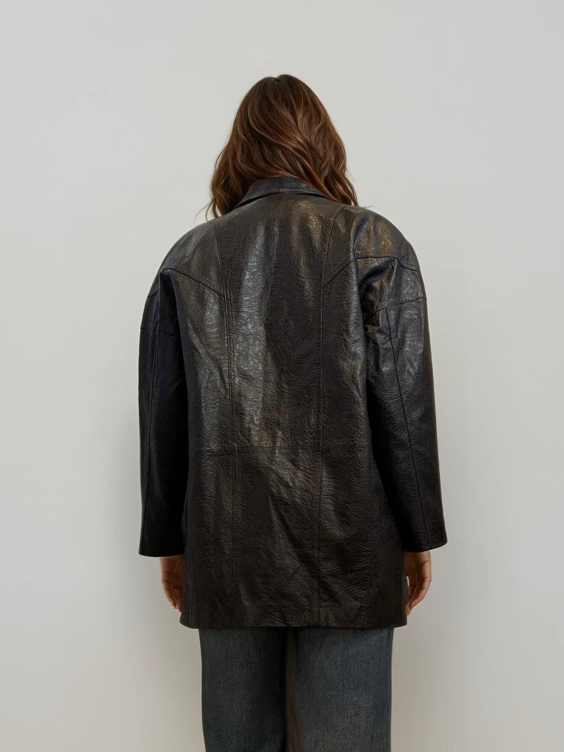 Black Embossed Leather Jacket