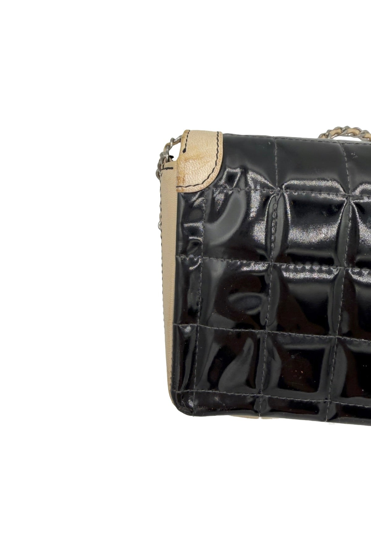 Chanel Black and White Patent Flap Bag