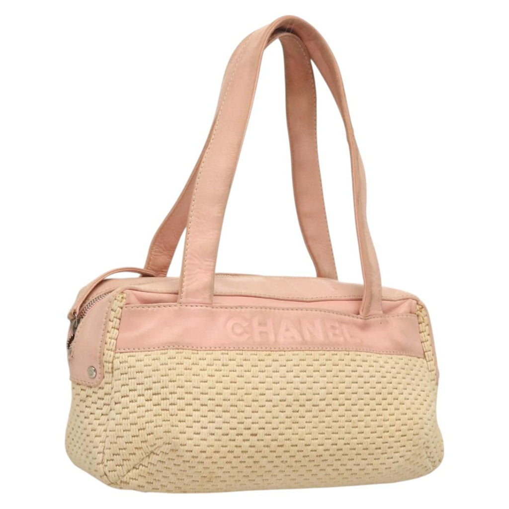 Chanel Pink and Raffia Shoulder Bag
