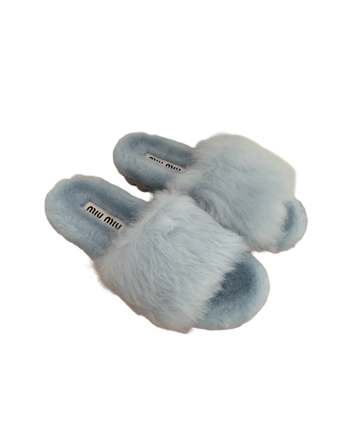 Miu Miu Blue Fuzzy Slides