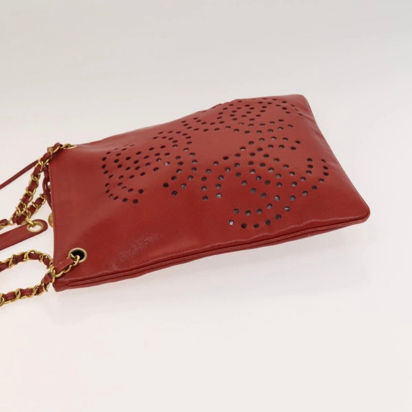 Chanel Red Leather Cutout Tote
