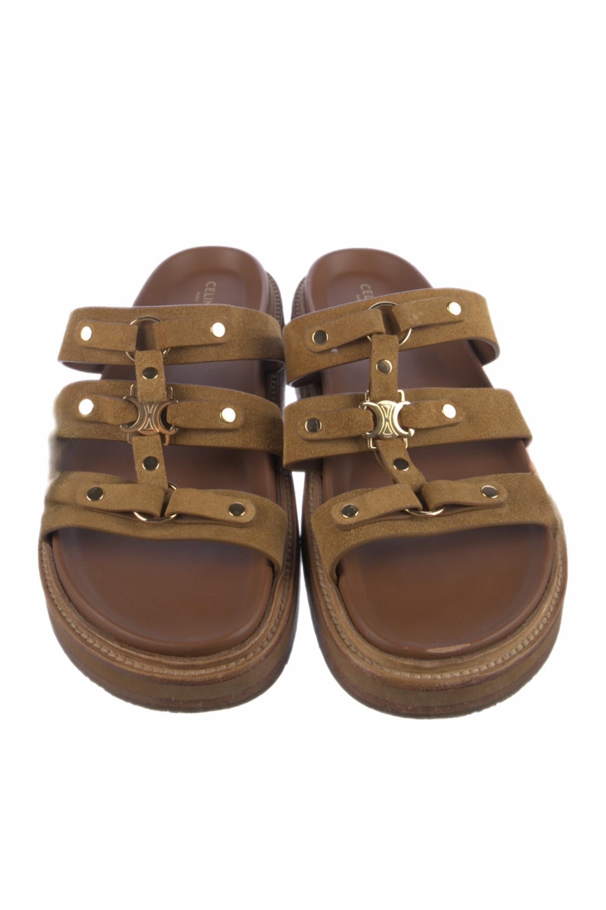 Celine Green Suede And Leather Sandals