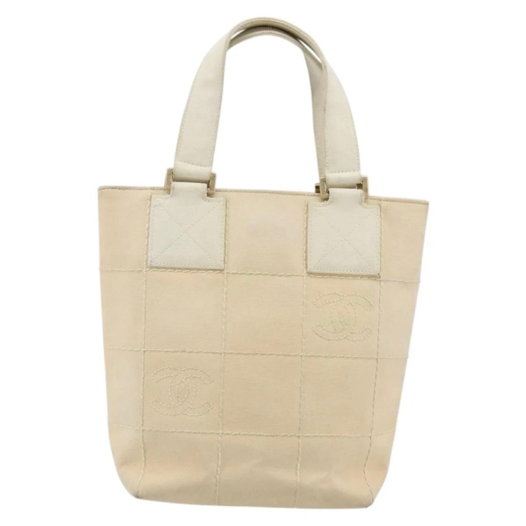 Chanel Cream Canvas Logo Tote