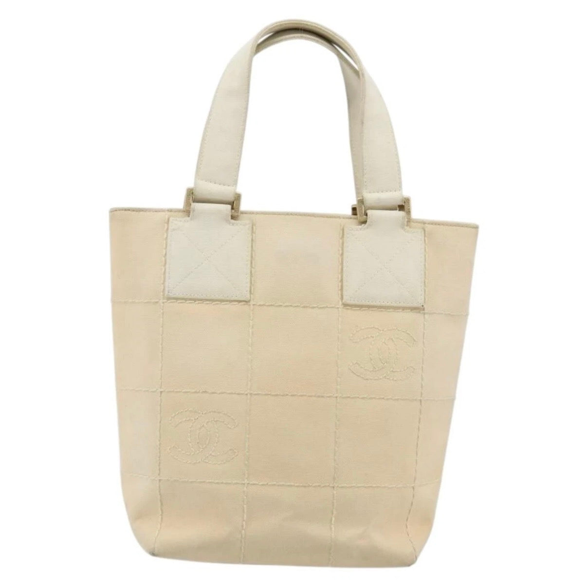 Chanel Cream Canvas Logo Tote