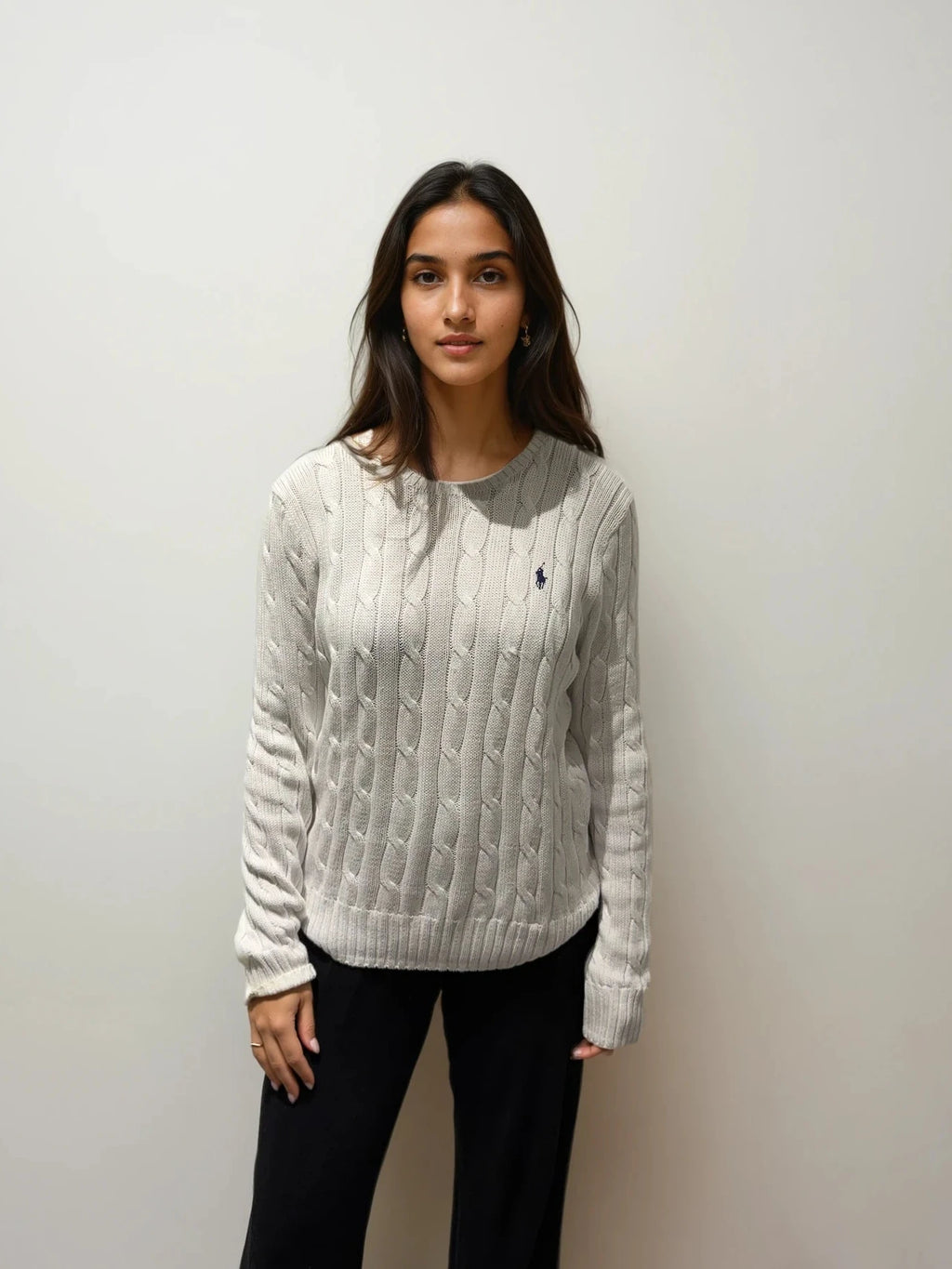 Ralph Lauren Cream Lightweight Cableknit Sweater