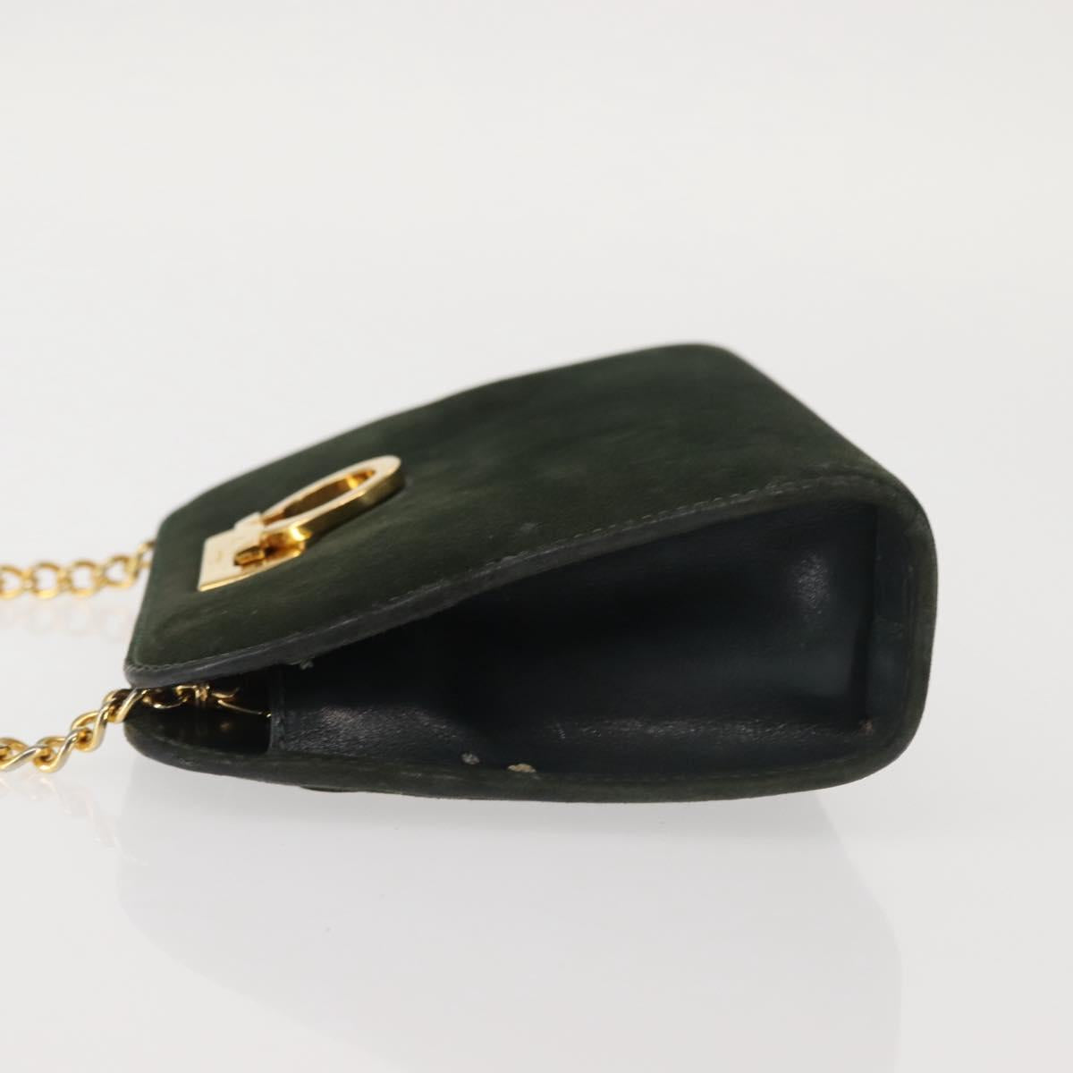 Ferragamo Green Suede Shoulder Bag