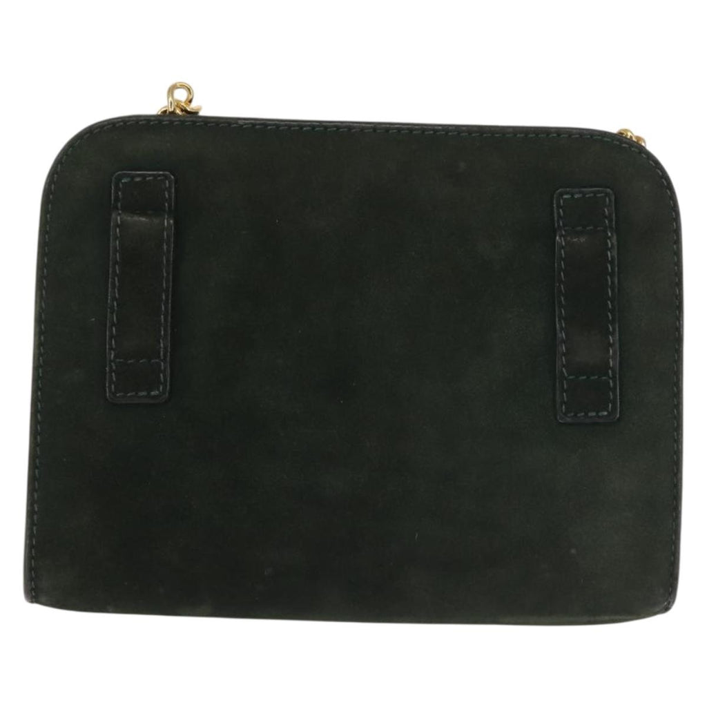 Ferragamo Green Suede Shoulder Bag