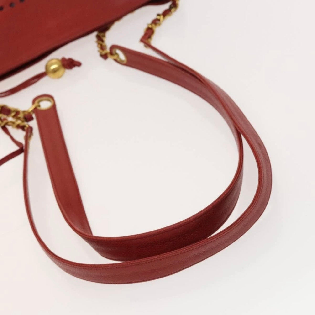 Chanel Red Leather Cutout Tote