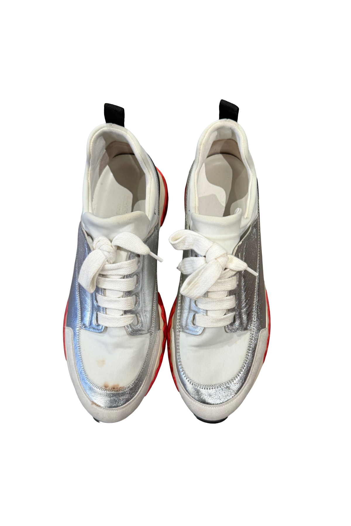 Hermes White and Silver Sneakers