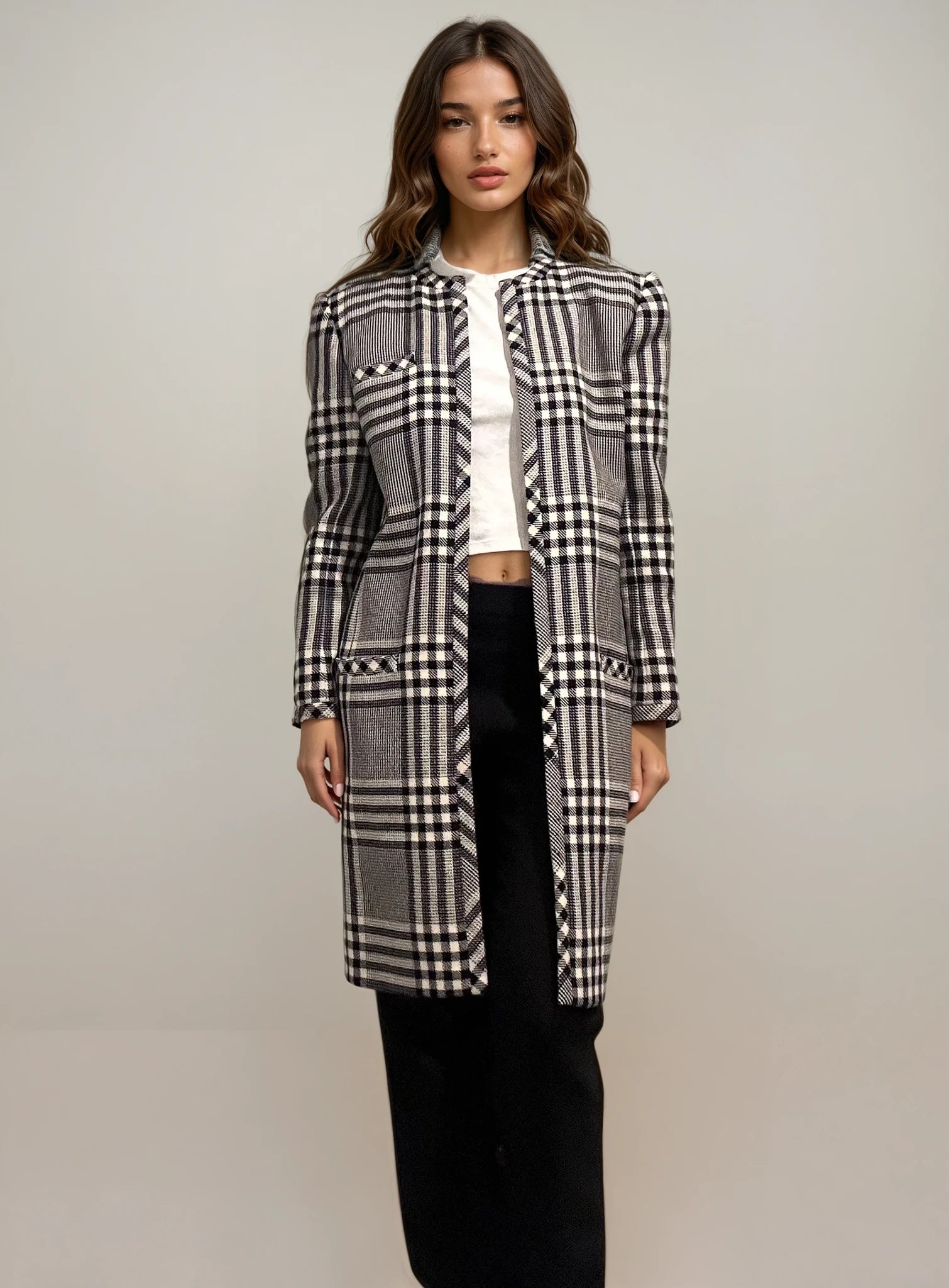 Valentino Black and White Printed Coat