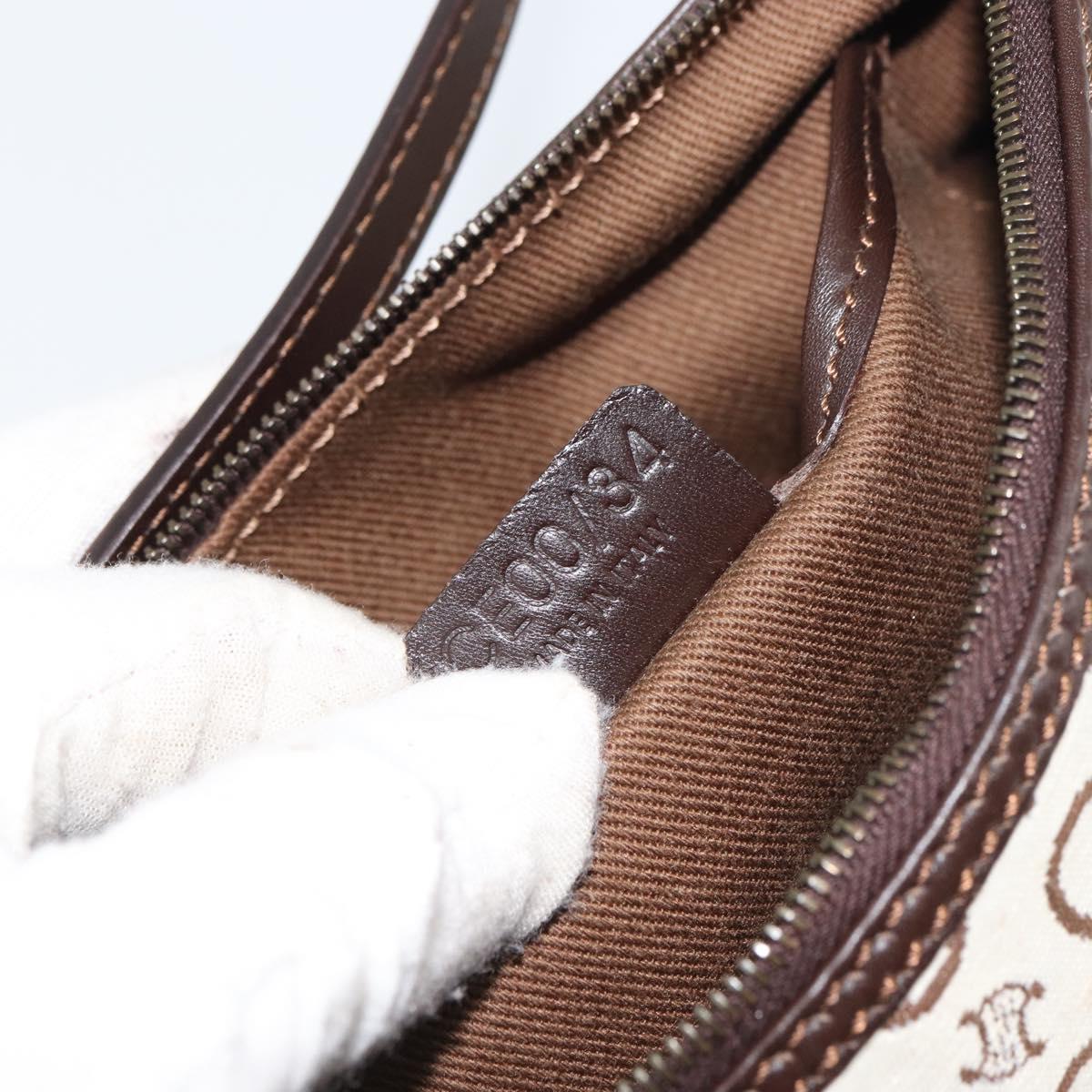 Celine White and Brown Monogram Shoulder Bag