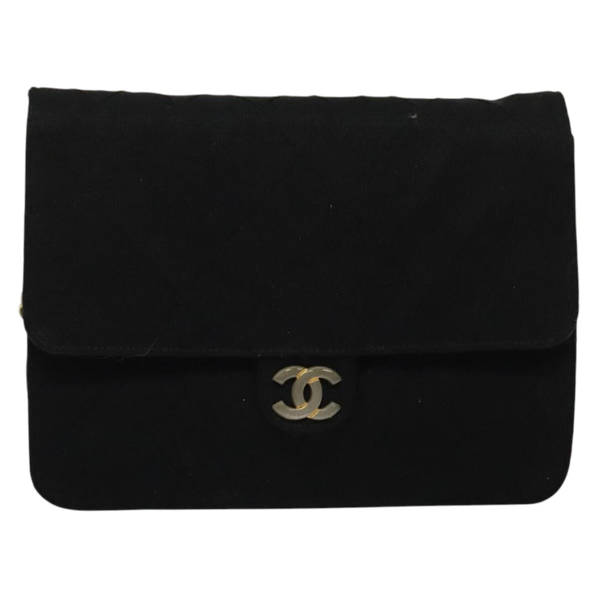 Chanel Black Cotton Flap Bag
