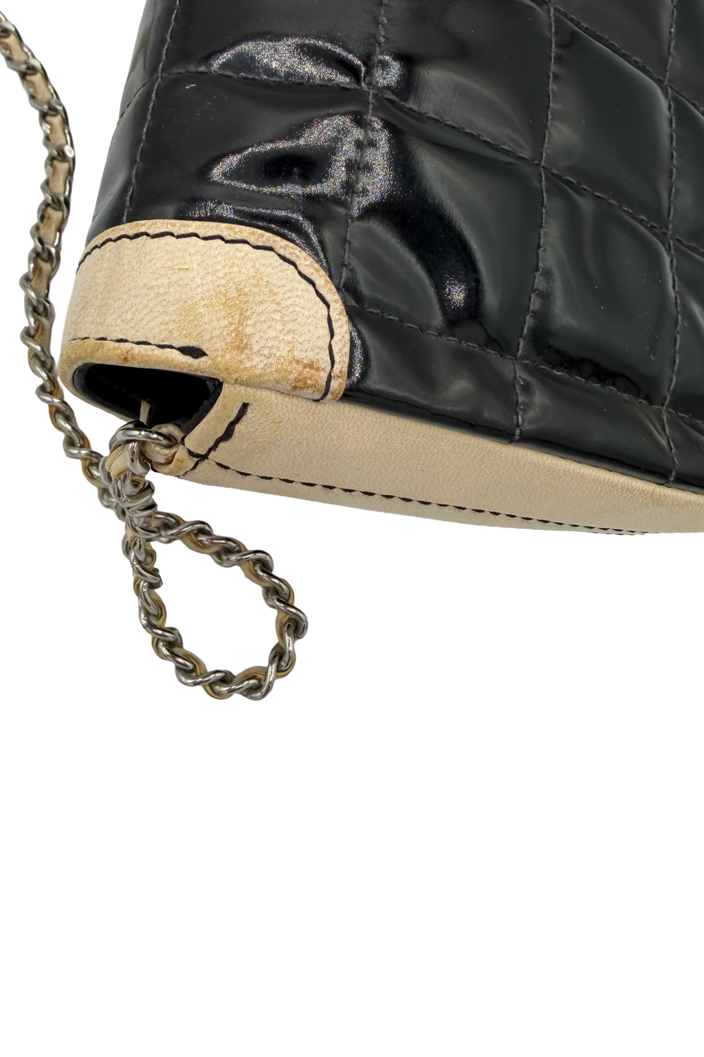 Chanel Black and White Patent Flap Bag
