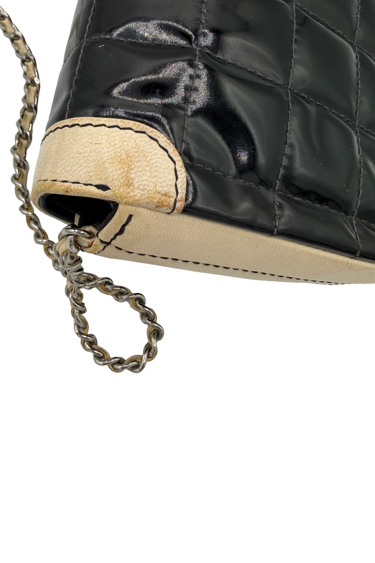 Chanel Black and White Patent Flap Bag