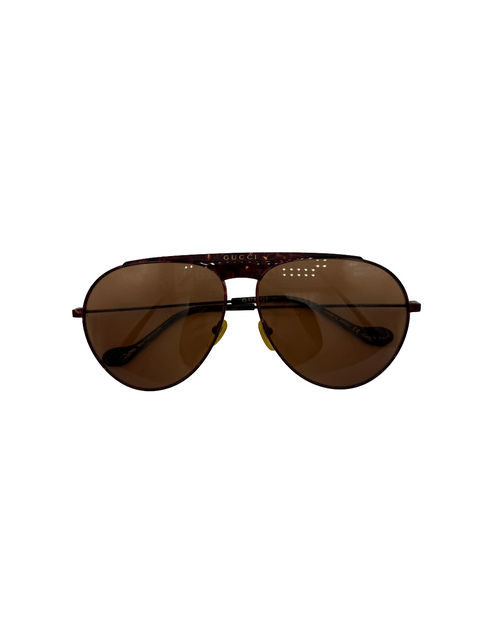 Gucci Tortoise and Metal Aviator Sunglasses