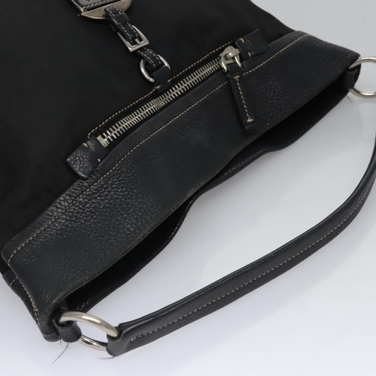 Prada Black Nylon and Leather Hobo Bag