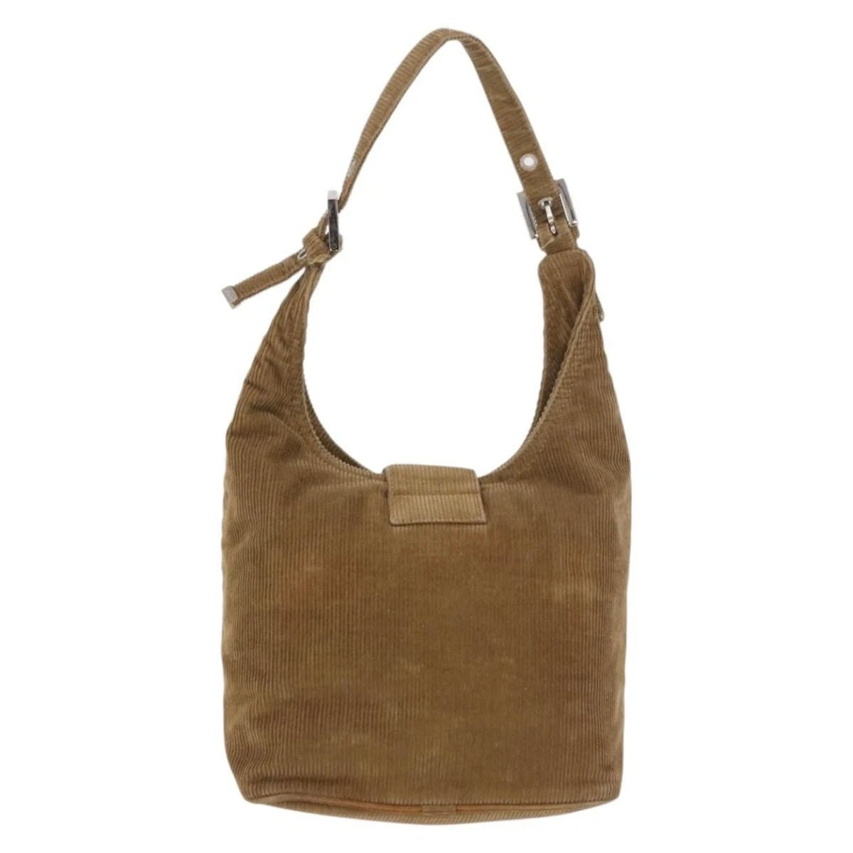 Fendi Tan Corduroy Rounded Baguette