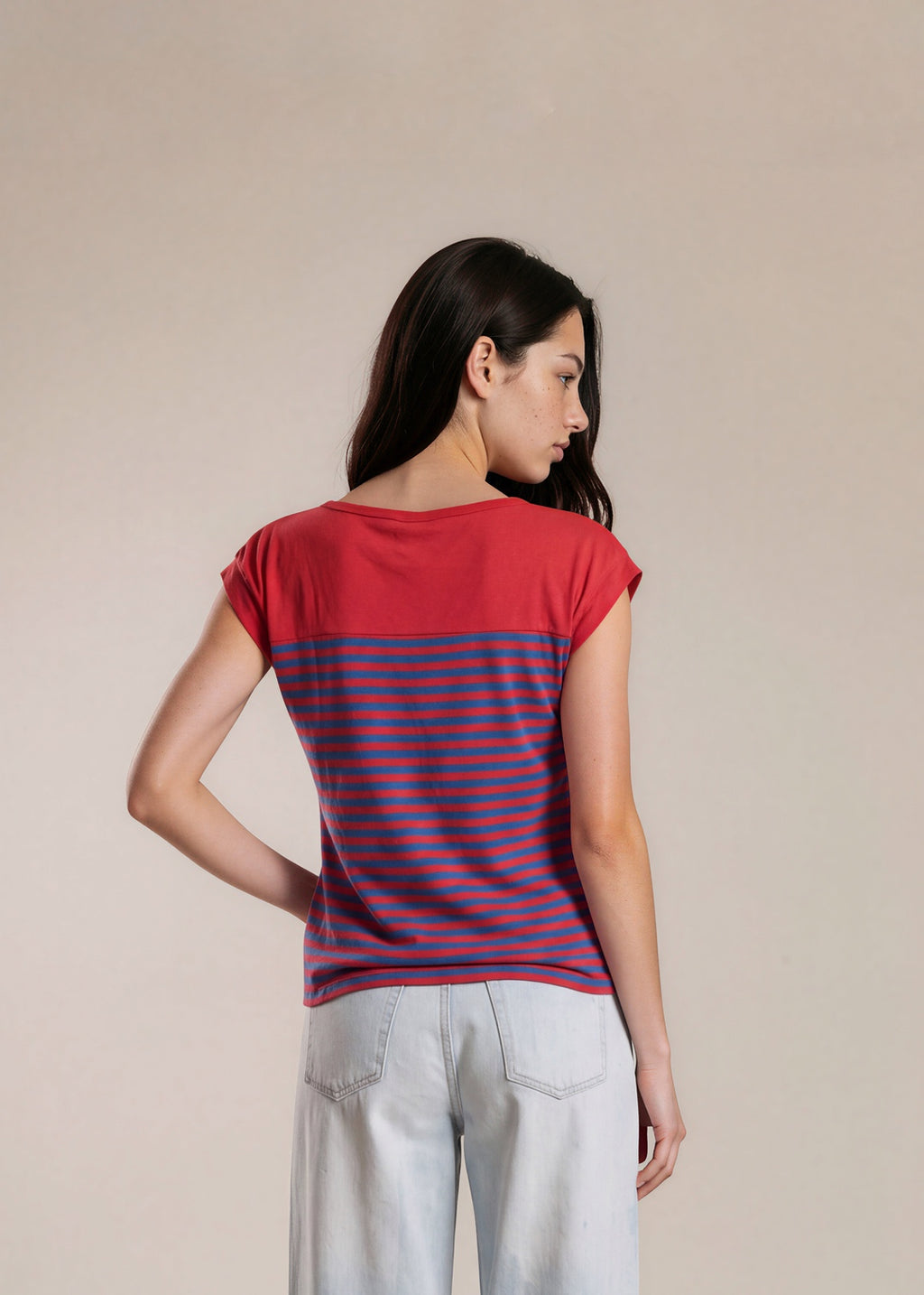 YSL Red and Purple Striped Tee