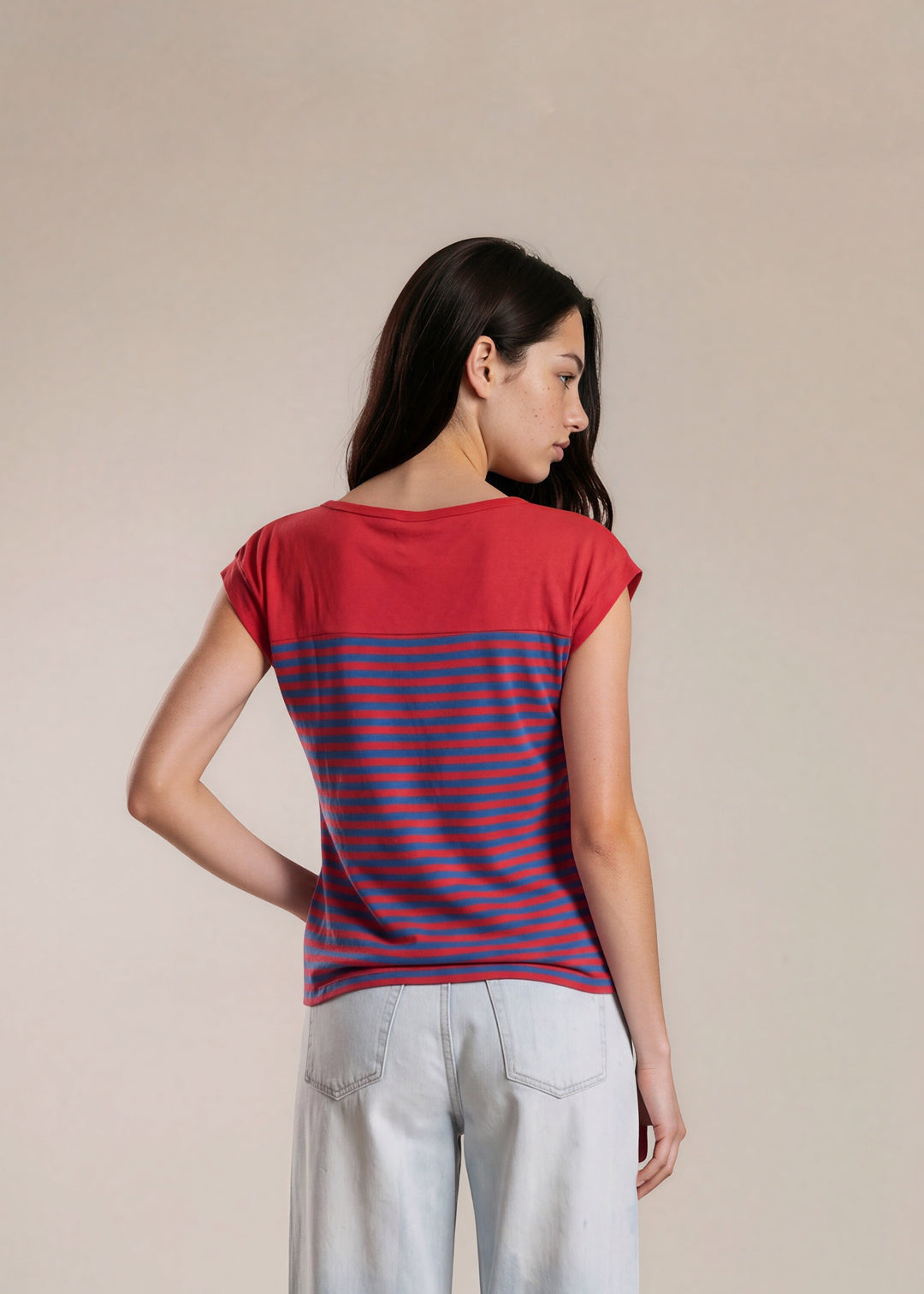 YSL Red and Purple Striped Tee