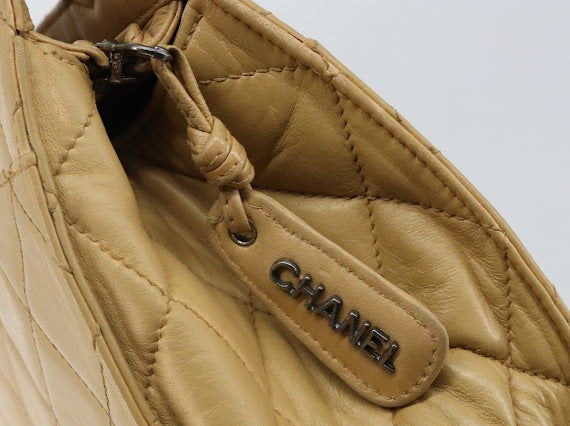 Chanel Tan Leather Quilted Tote