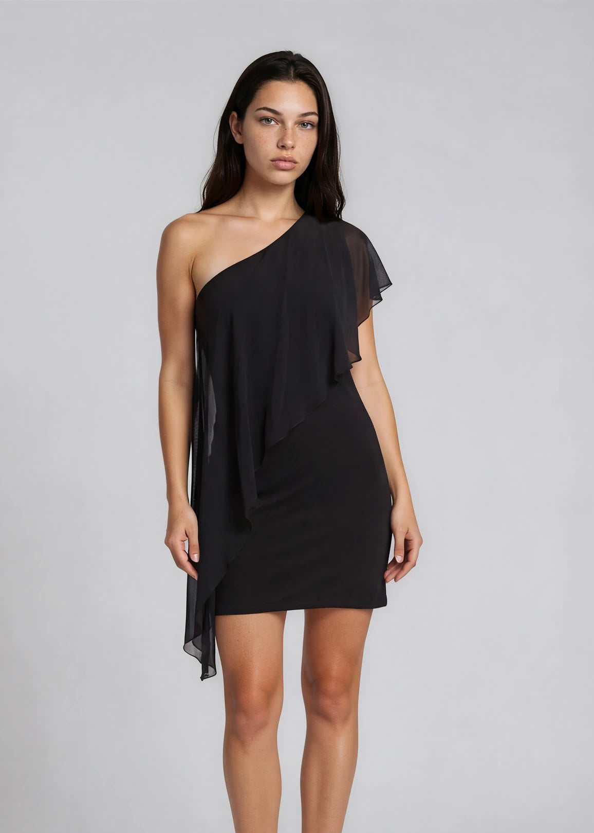 Versace Black One Shoulder Mini Dress