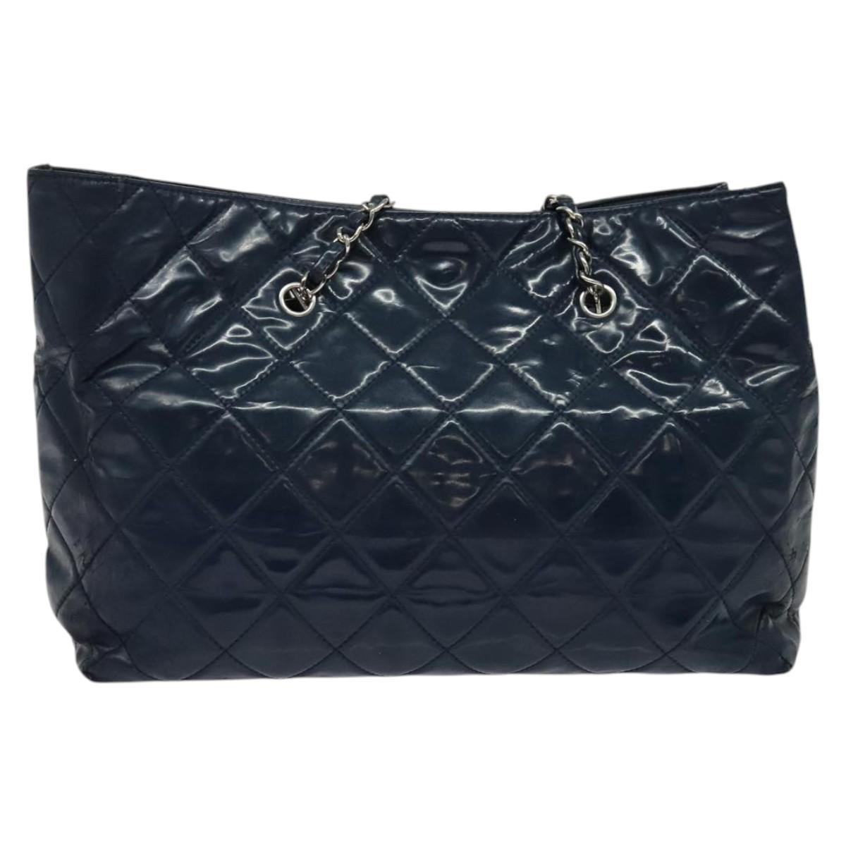 Chanel Navy Patent Leather Tote