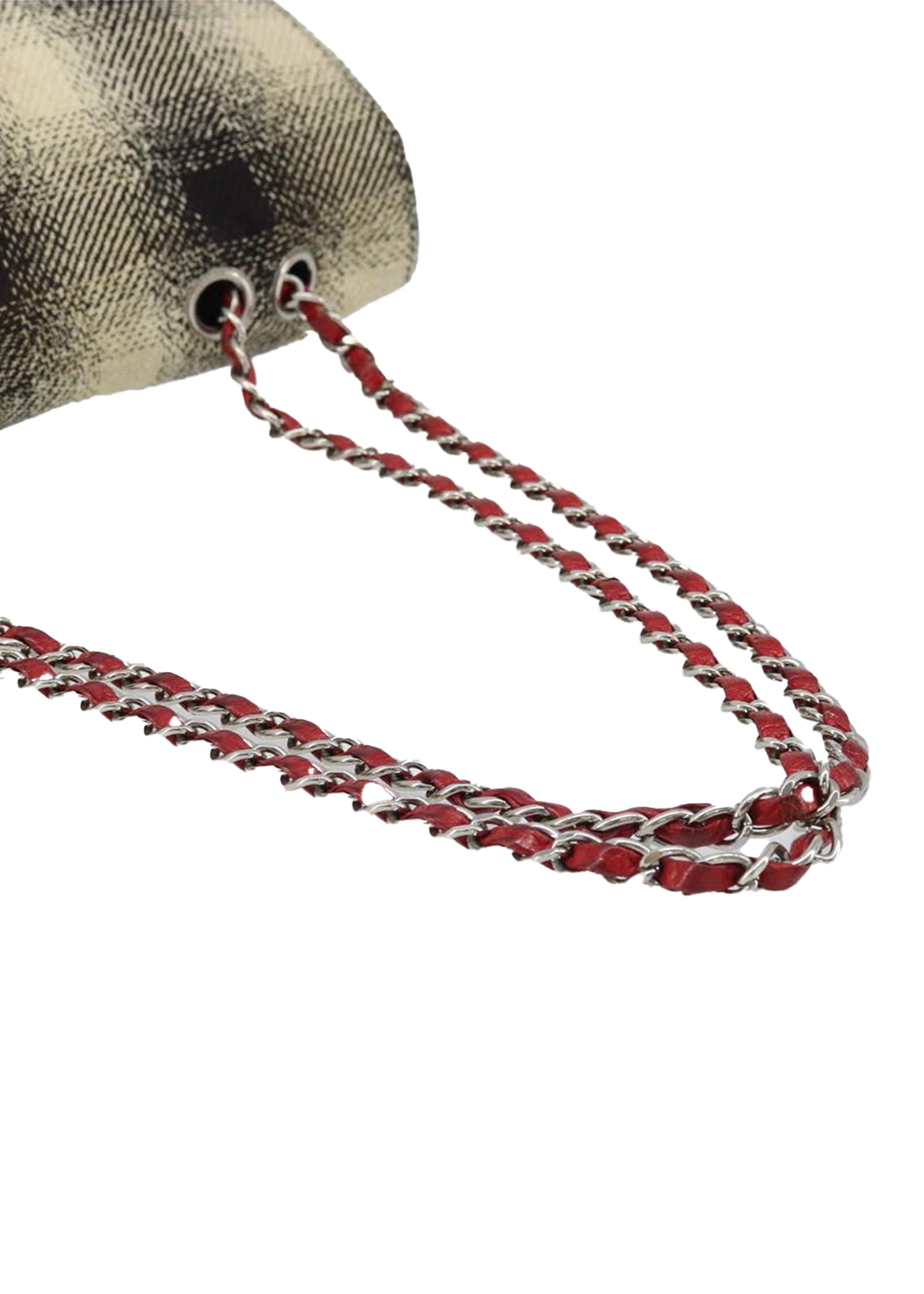 Chanel Tweed & Red Leather Flap Bag