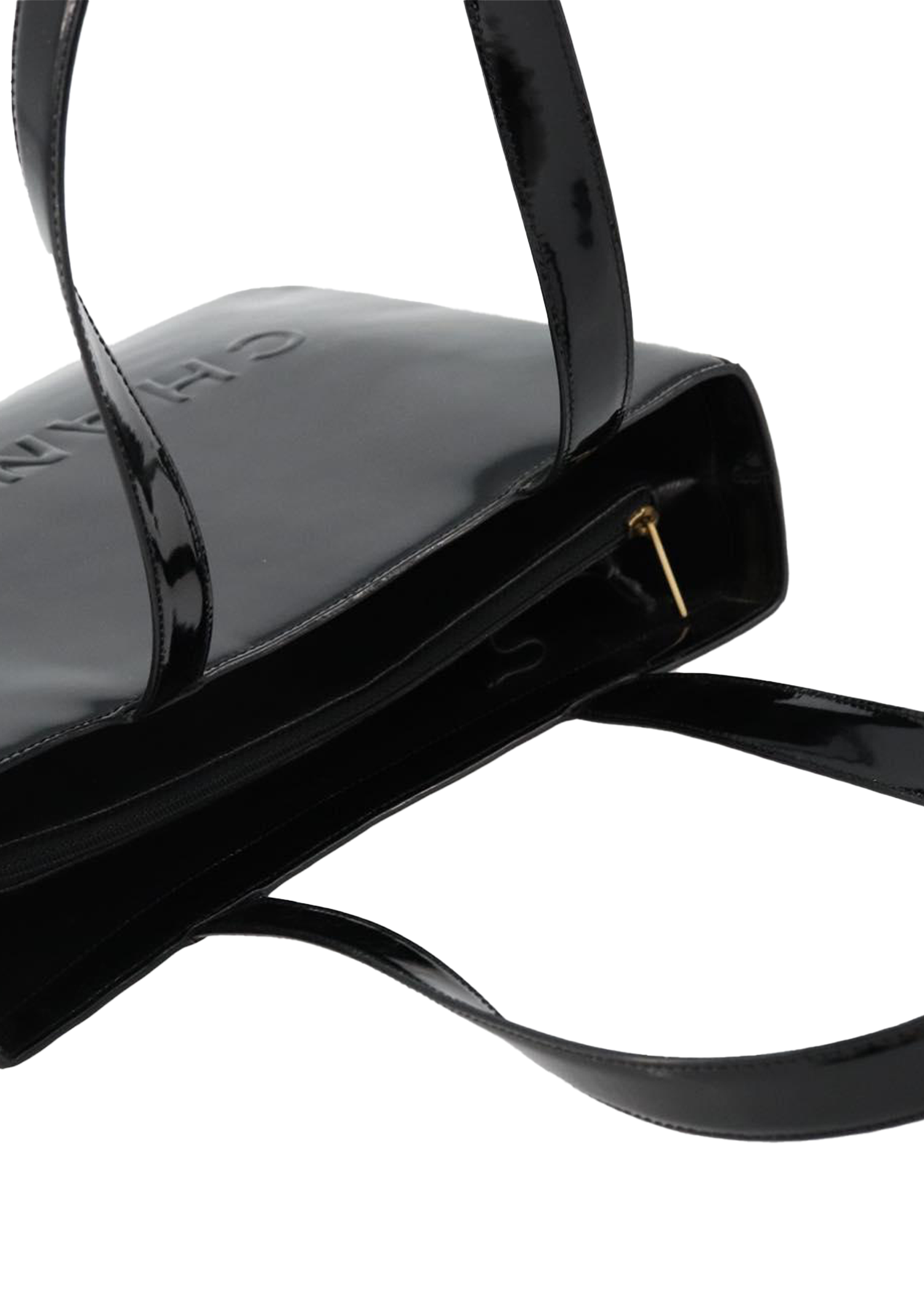 Chanel Black Patent Logo Tote