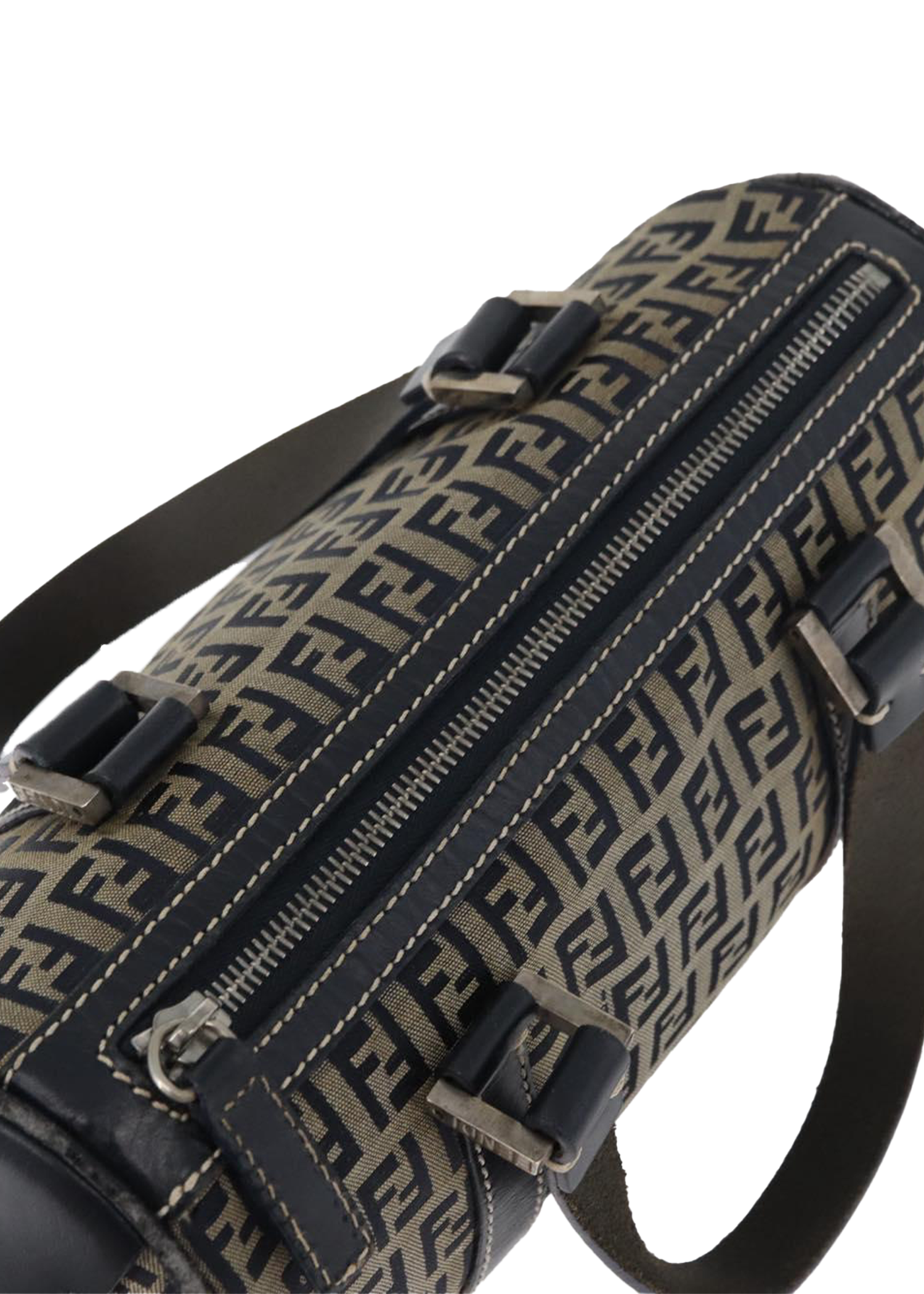 Fendi Navy Zucchino Boston Bag