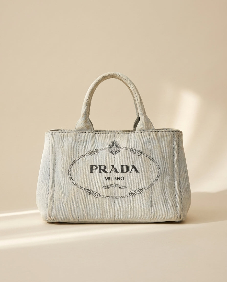 Prada White Canapa Tote