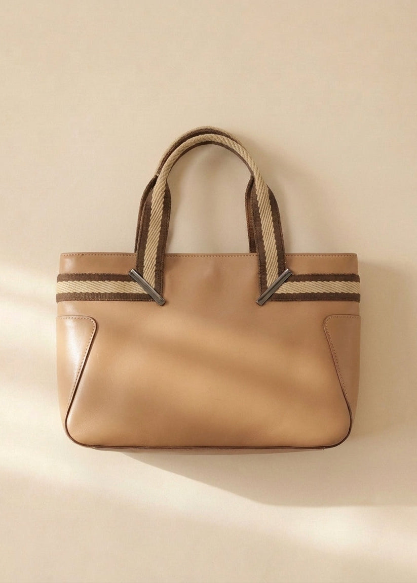 Gucci Tan Striped Leather Handbag