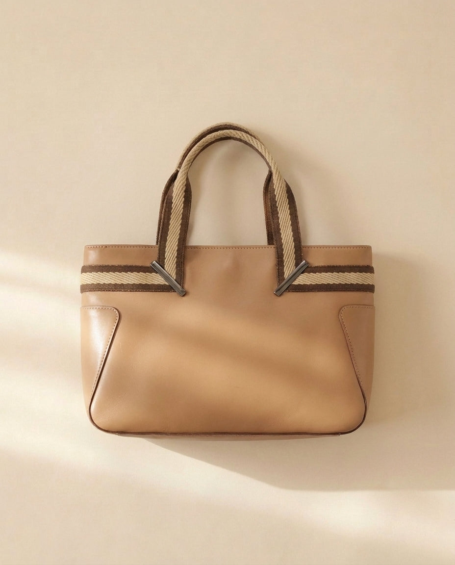 Gucci Tan Striped Leather Handbag