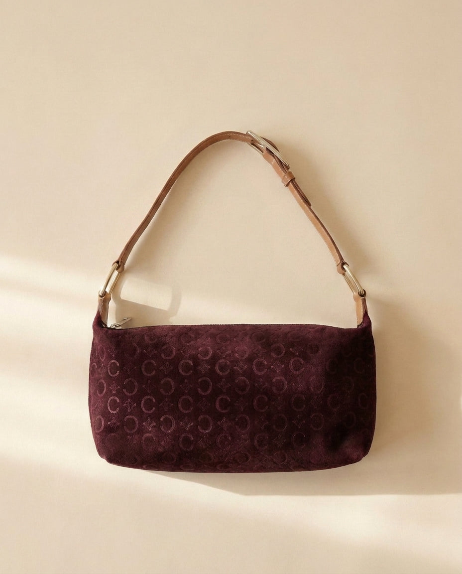 Celine Monogram Suede Shoulder Bag