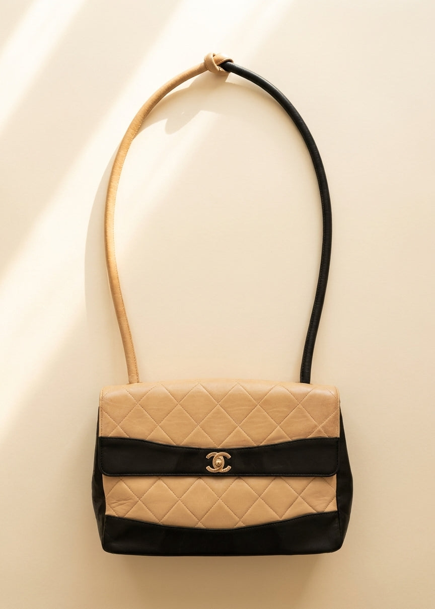 Chanel Tan and Black Flap Bag cover