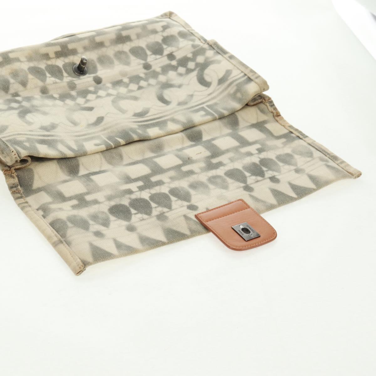 Chanel Grey Monogram Flap Clutch