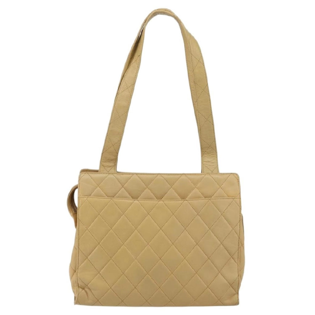 Chanel Tan Leather Quilted Tote