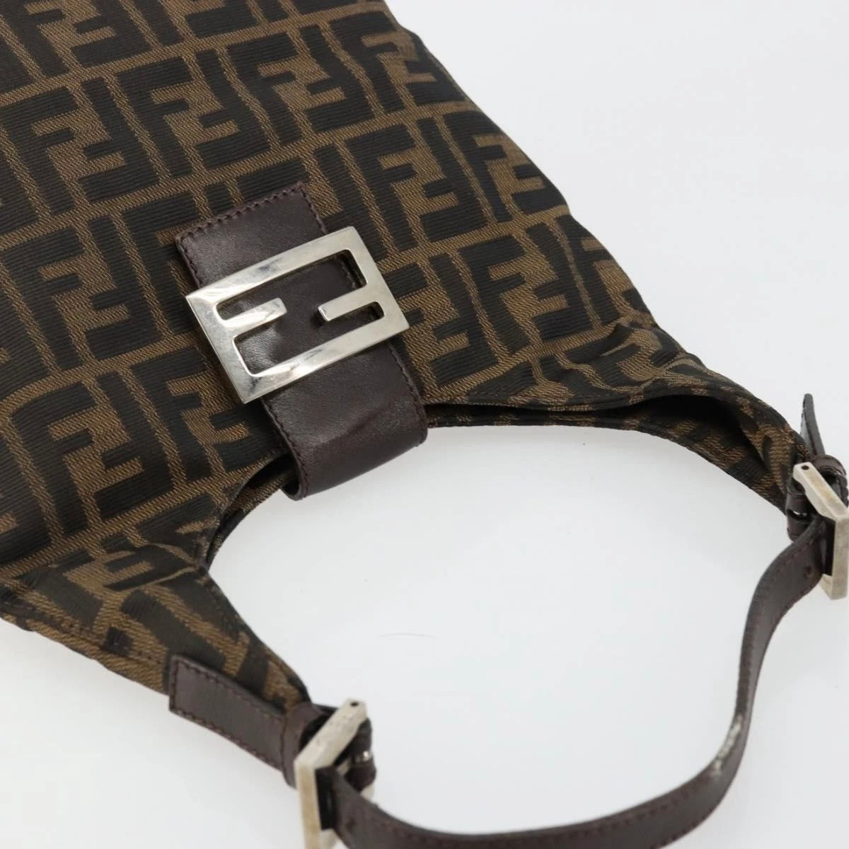 Fendi Brown Zucca Canvas Rounded Baguette