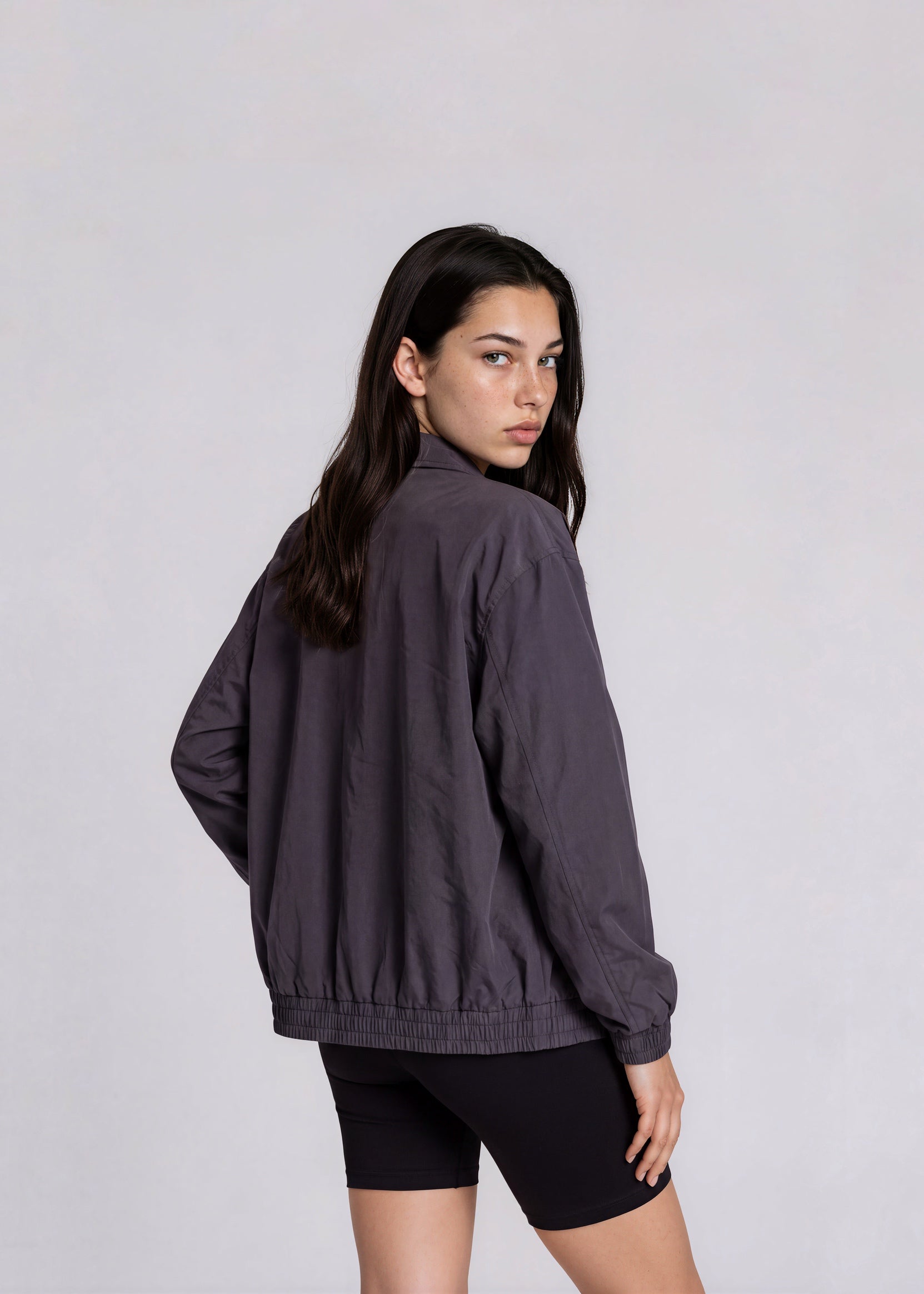 YSL Navy Classic Collared Bomber with Snap Sleeves