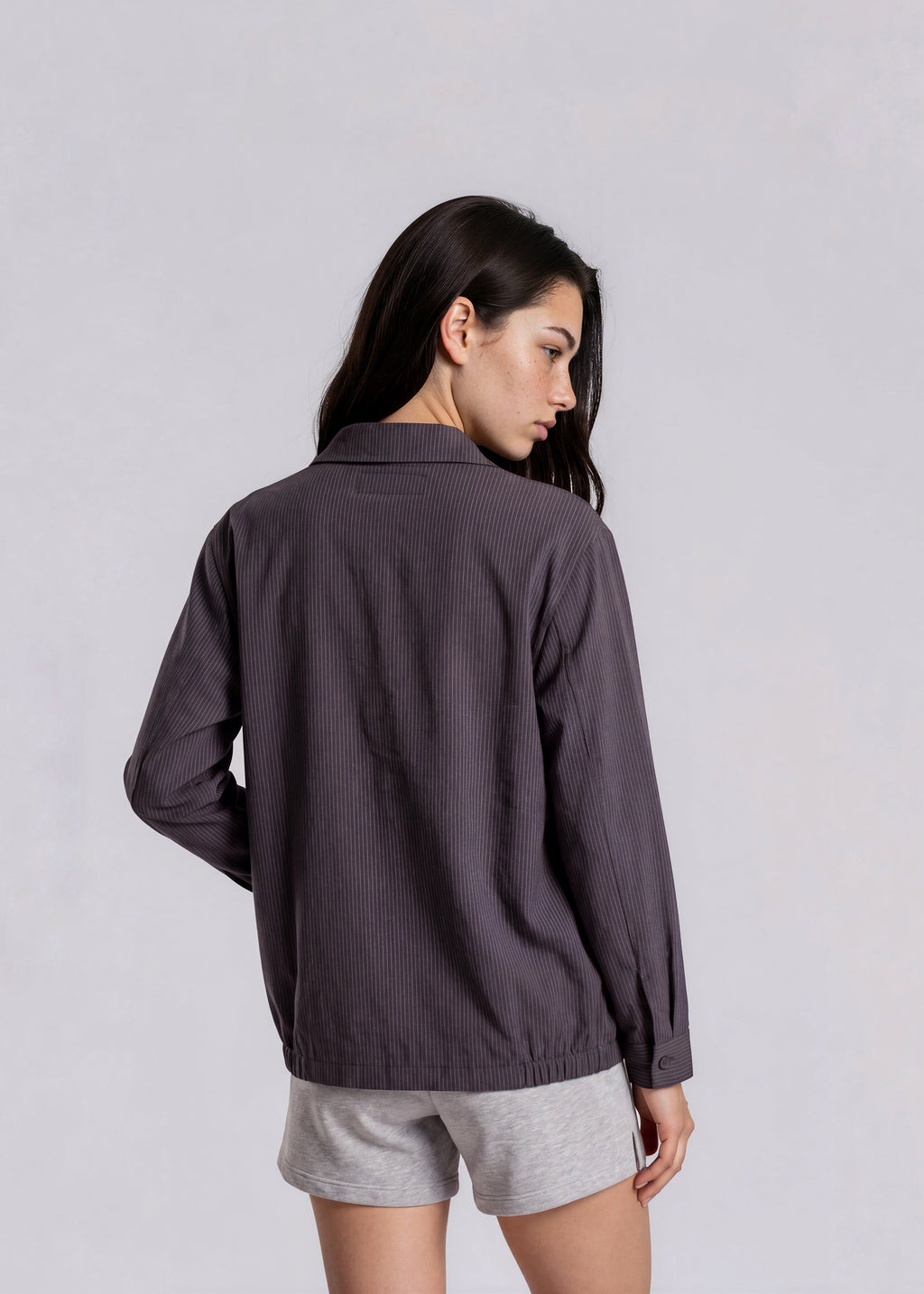 YSL Charcoal Striped Classic Collared Bomber