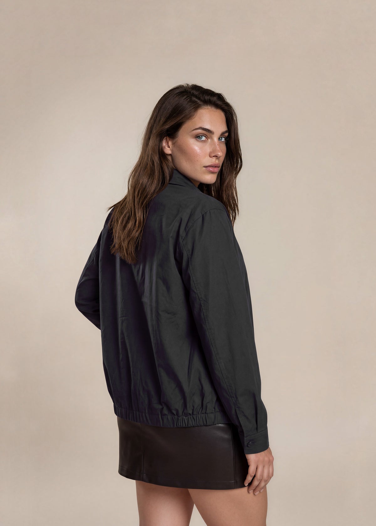 YSL Black Classic Collared Bomber with Button Sleeves