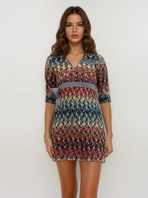 Missoni Colorful V-neck Mini Dress
